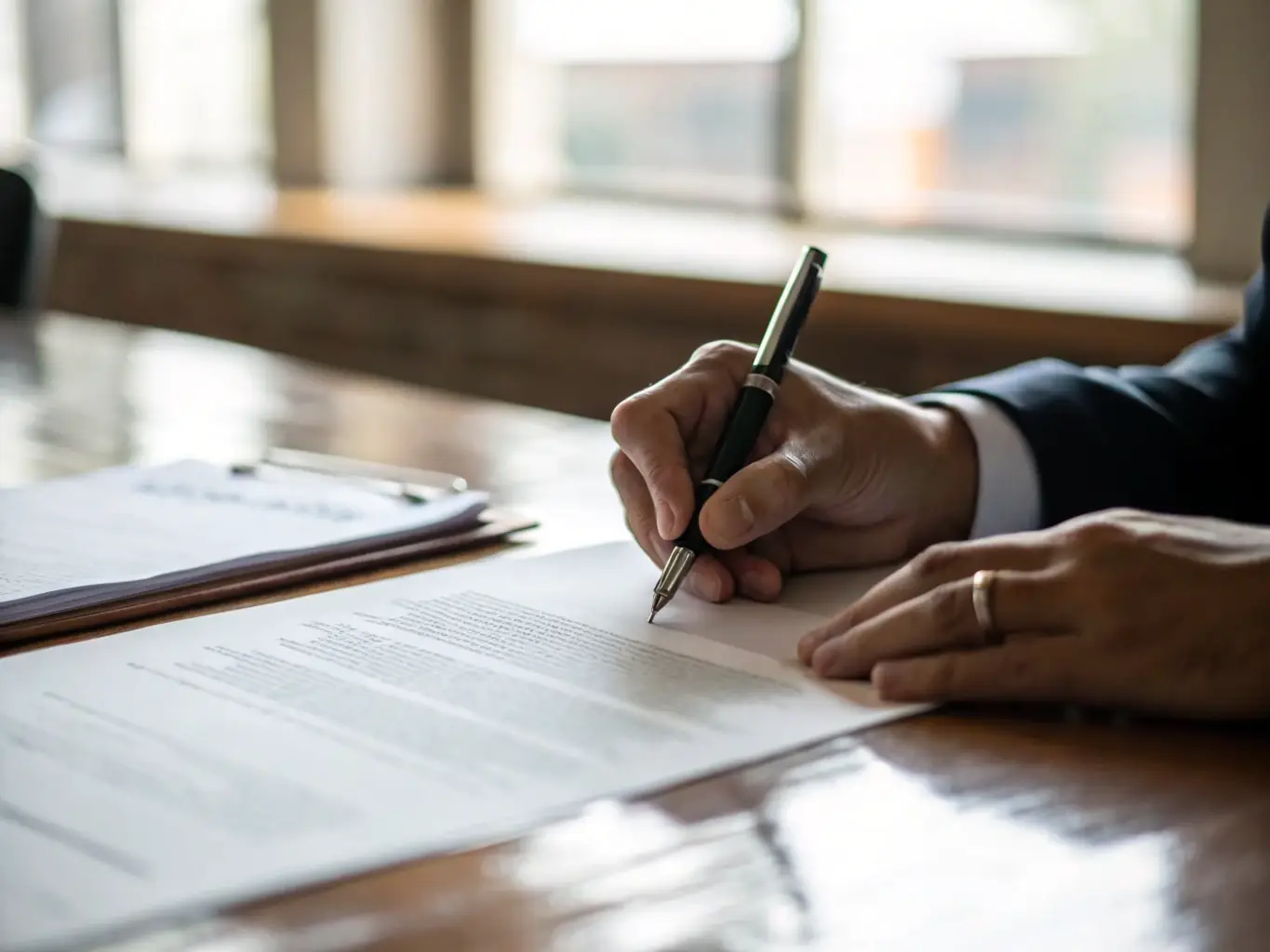 A close-up shot of a Canadian legal document being signed with a pen, highlighting the significance of power of attorney in making financial and healthcare decisions.