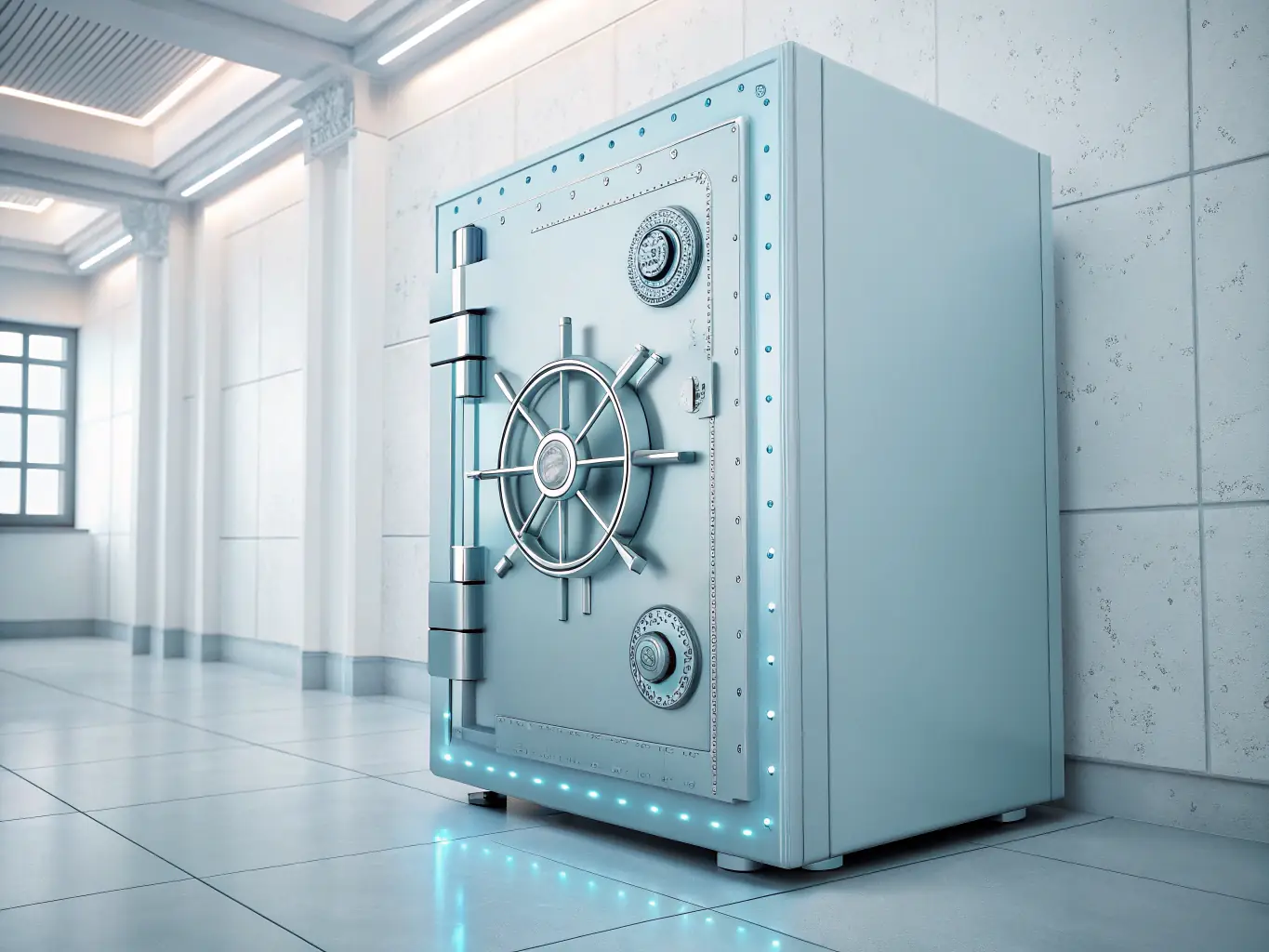 A modern, minimalist graphic depicting a trust vault with Canadian flags subtly incorporated, symbolizing the security and protection offered by establishing trusts in Canada.