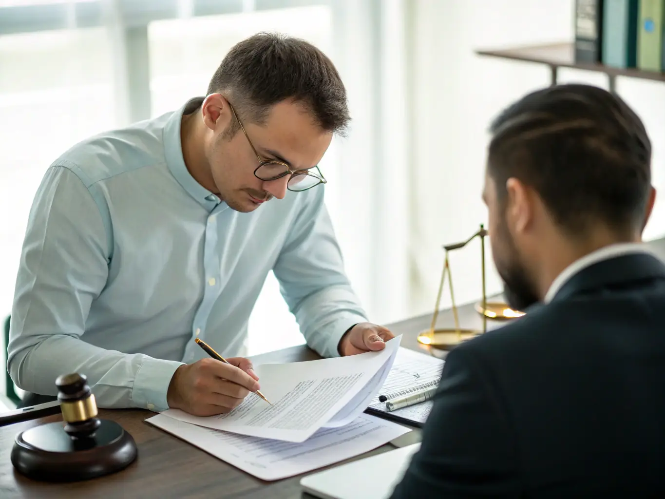 An image of a lawyer reviewing estate planning documents with a client in a well-lit office, emphasizing the importance of professional guidance.